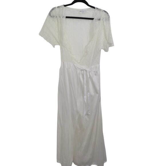 Cinema Etoile Womens Sz M Off White Long Line Nylon Wrap Dress Vintage Nightgown - Picture 1 of 9